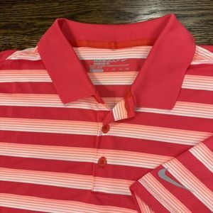 Nike Golf Dri‎ Fit Men’s Striped Polo Shirt Size 2XL Red Standard Fit